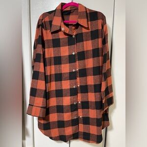 Plaid Flannel Button-Up Midi Dress